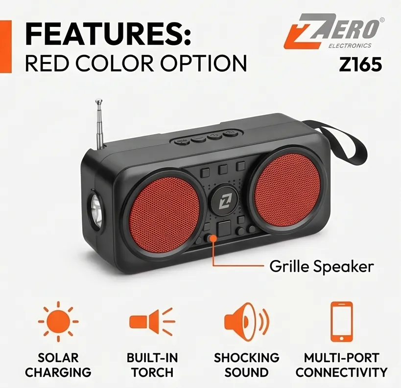 Z165 Bluetooth Speaker with FM Radio and Flashlight