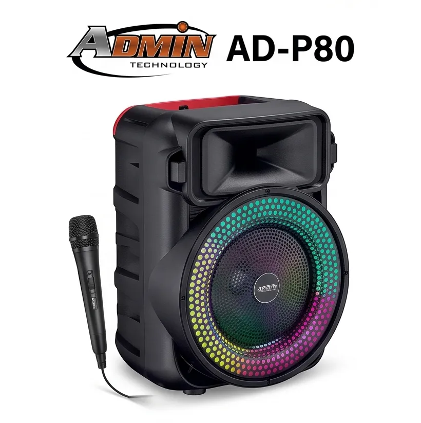 Bluetooth speaker ADMIN AD-P80 Stereo Connector Type Wireless, Bluetooth, AUX, 3.5 mm jack, Flach USB, Micro SD and radio FM